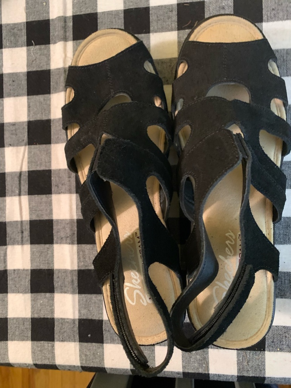 Skechers Black Suede Slingback Sandals - Women's Adjustable/ Lightweight 71/2